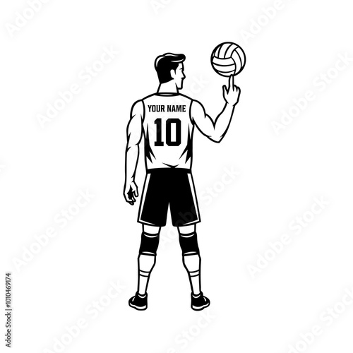 Football or Volleyball Player with Ball Design