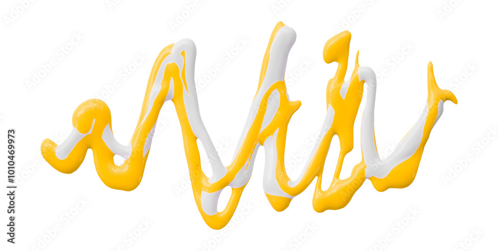 Fototapeta premium yellow watercolor drop zigzag isolated on transparent background