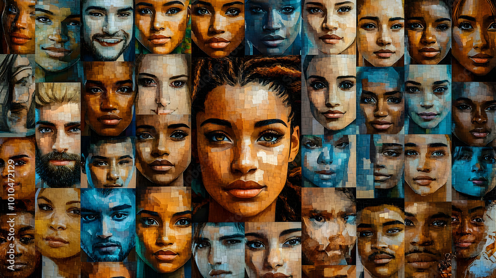 Mosaic Portrait Art: Faces Composed of Tiles Mosaic Portrait Art: Faces Composed of Tiles