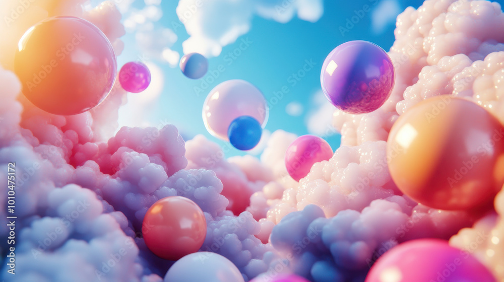 pink balloons in the sky, Generative AI pink balloons in the sky, Generative AI