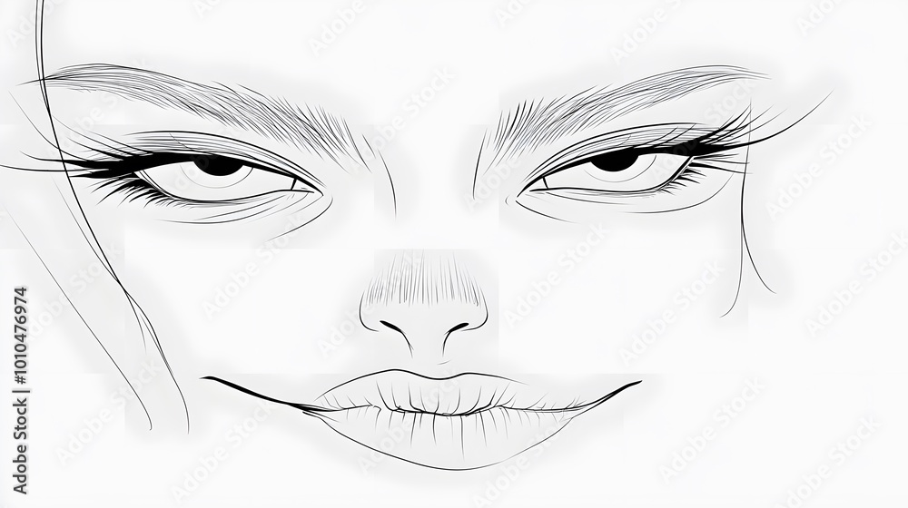 Fototapeta premium Stylized illustration of a confident woman with expressive eyes and a subtle smile.