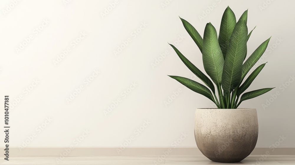 Minimalist Plant in a Modern Pot on Neutral Background Minimalist Plant in a Modern Pot on Neutral Background
