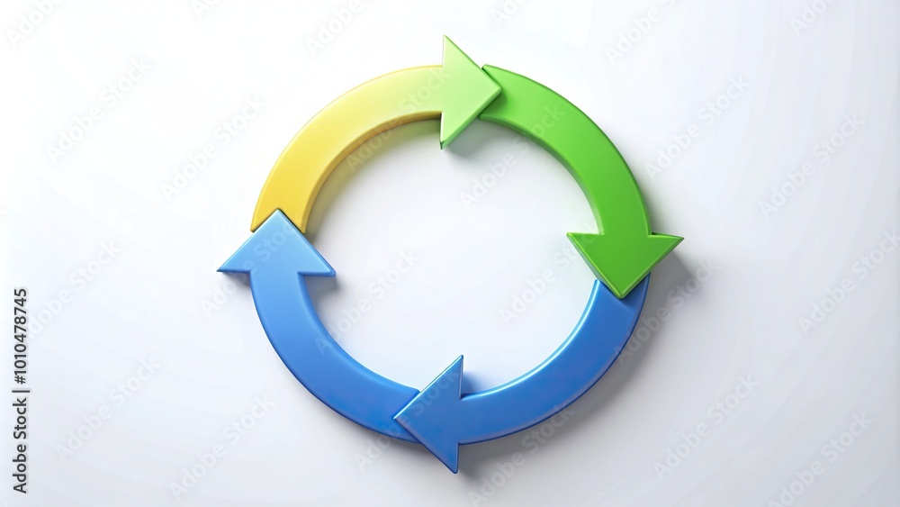 Extreme close-up of PDCA rotating cycle on white background Extreme close-up of PDCA rotating cycle on white background