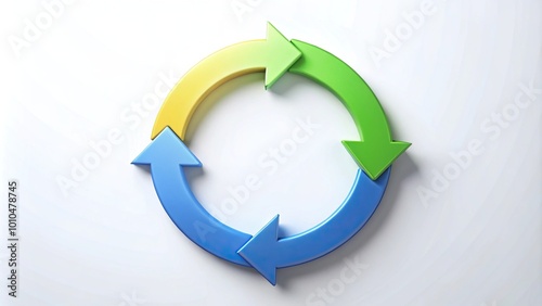 Extreme close-up of PDCA rotating cycle on white background