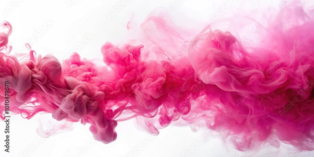 Fototapeta premium Extreme close-up of pink smoke abstract particles on a white background
