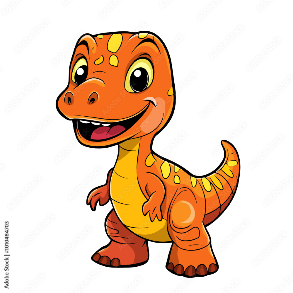 Happy Dinosaur with Spots Cartoon Illustration. Friendly Dinosaur Character in Cartoon Style Happy Dinosaur with Spots Cartoon Illustration. Friendly Dinosaur Character in Cartoon Style