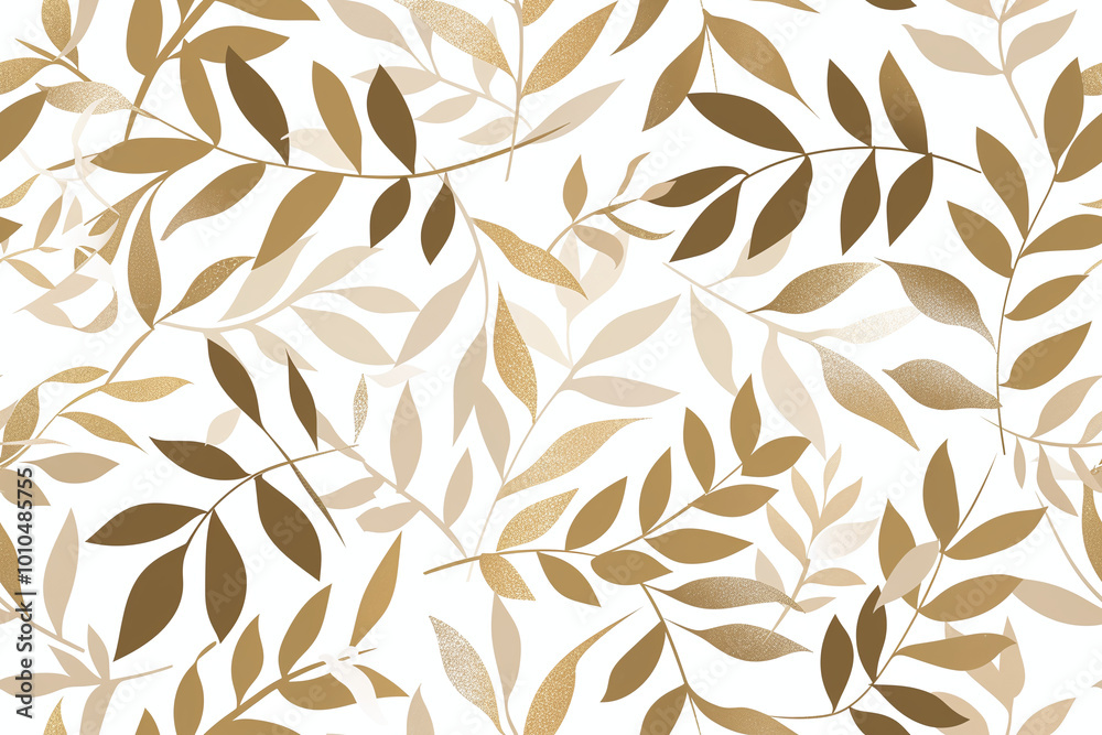 Naklejka premium Seamless pattern background of minimalist laurel wreath outlines in pale gold