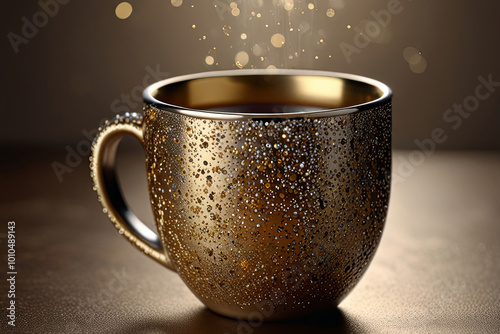 Sparkling Coffee Cup Design with Edible Glitter