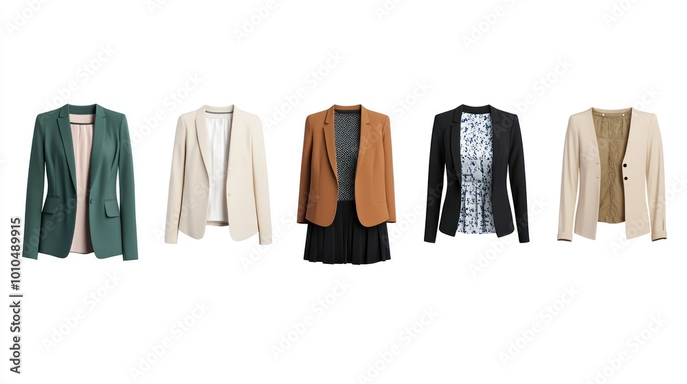 Five Different Colored Women's Blazer Jackets Five Different Colored Women's Blazer Jackets