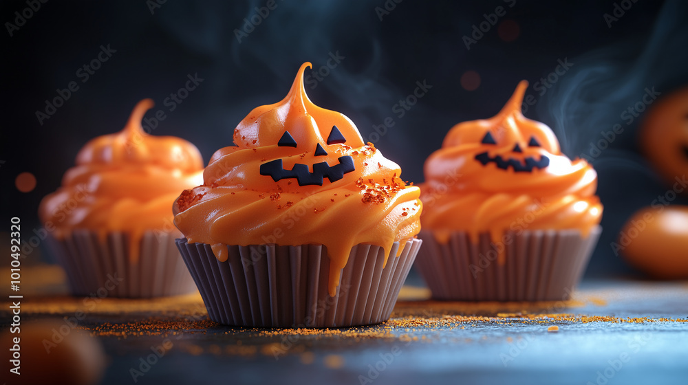 Three Treats One with Vibrant Orange Frosting for Halloween Three Treats One with Vibrant Orange Frosting for Halloween