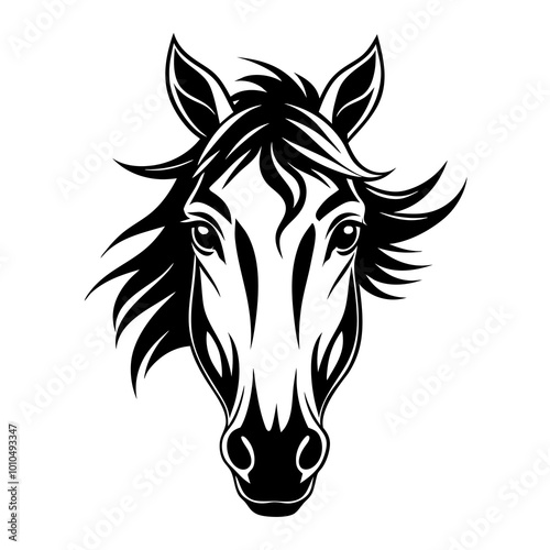 horse face vector black silhouette tattoo for t shirt design  photo