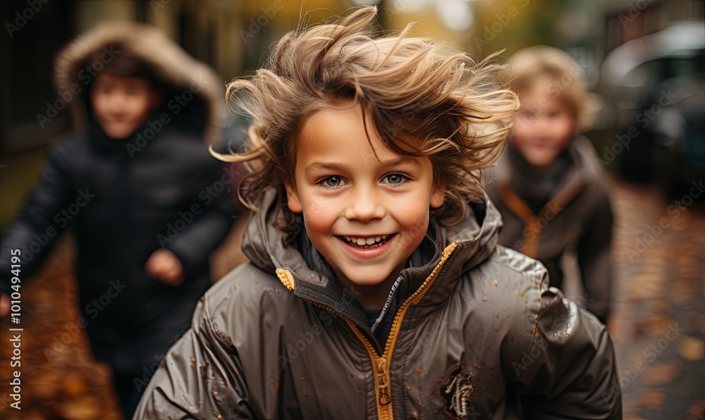 Little Boy Standing in Street Little Boy Standing in Street