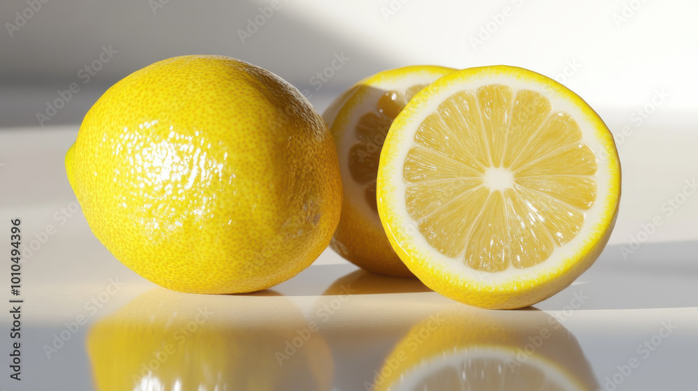 Lemon close-up with a white background generative ai Lemon close-up with a white background generative ai
