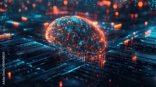 Wallpaper Mural A conceptual image of a networked digital brain, representing artificial intelligence and digital transformation, with space for text. Artificial Intelligence. Illustration Torontodigital.ca
