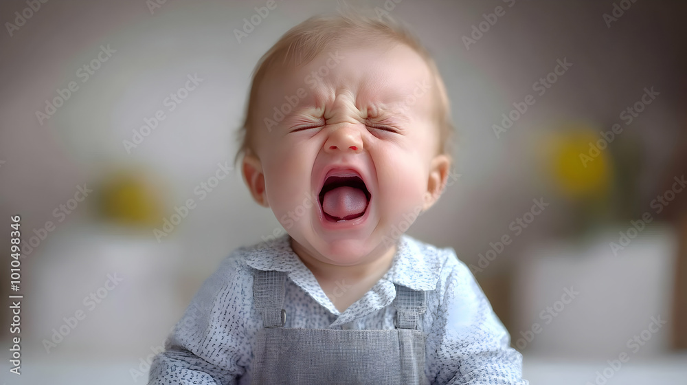Baby Crying Loudly with Mouth Open Wide Baby Crying Loudly with Mouth Open Wide