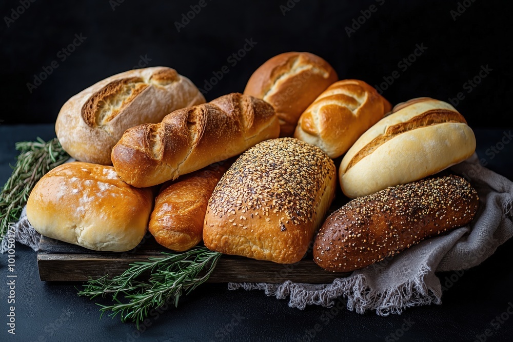 freshly baked bread on a dark background freshly baked bread on a dark background