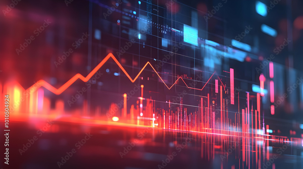 Abstract Digital Graphic with Red and Blue Line Graphs and Data Visualizations Abstract Digital Graphic with Red and Blue Line Graphs and Data Visualizations