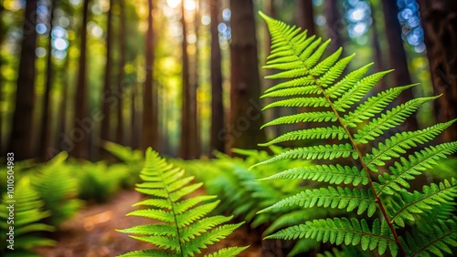 Fern leaves in the redwood forest with soft focus Medium Shot