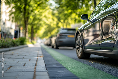 Roads with built-in charging for electric vehicles photo