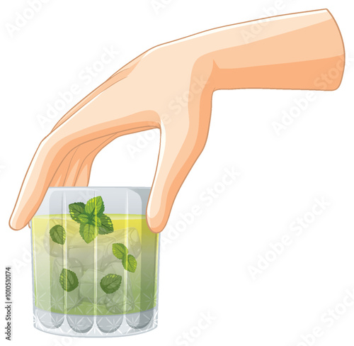 Hand Holding Mint Cocktail Glass