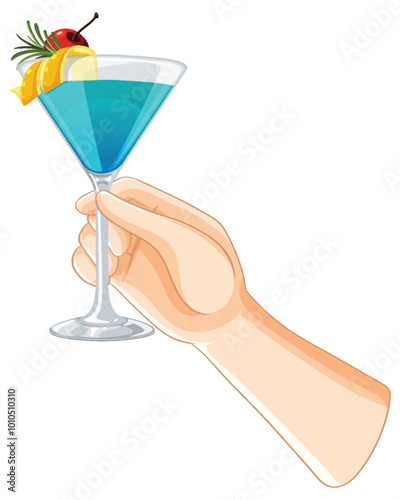 Hand Holding a Tropical Cocktail