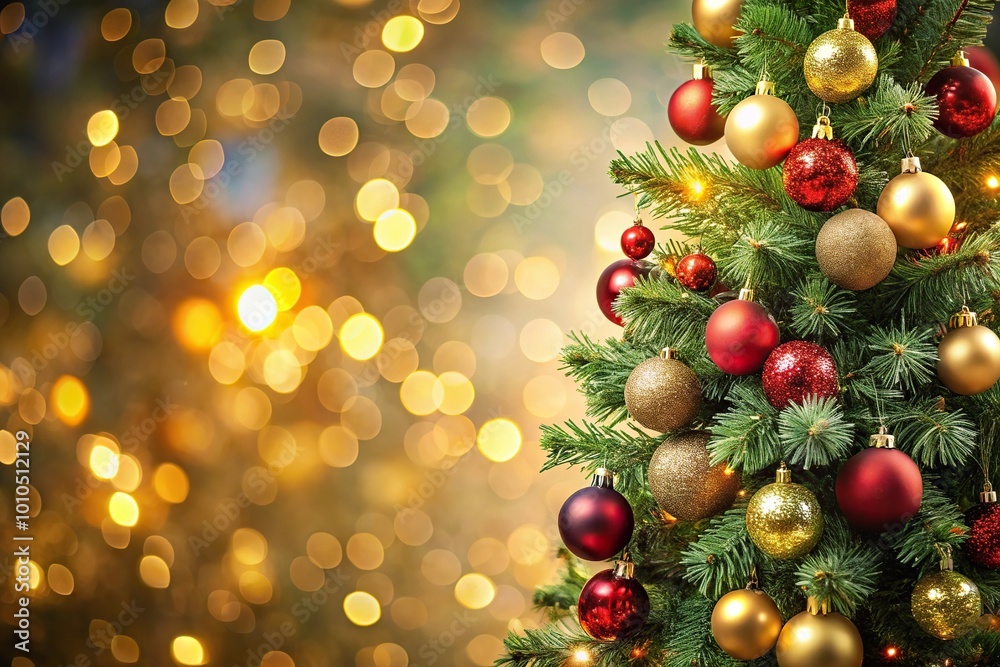 festive holiday background with a colorful Christmas tree festive holiday background with a colorful Christmas tree
