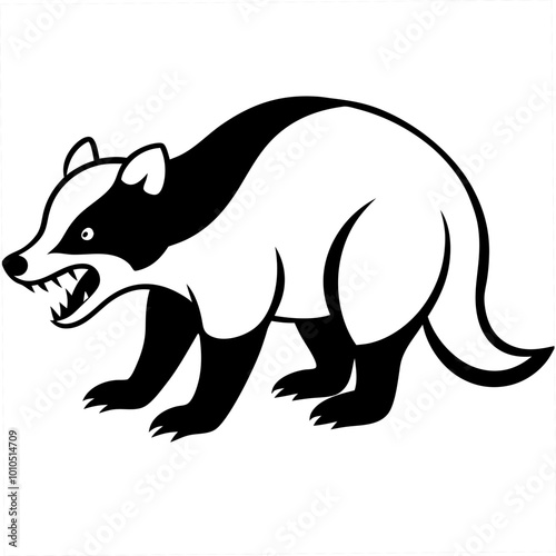 Vector Illustration Featuring an Irate Badger Showing Its Teeth in a Wild Standoff
