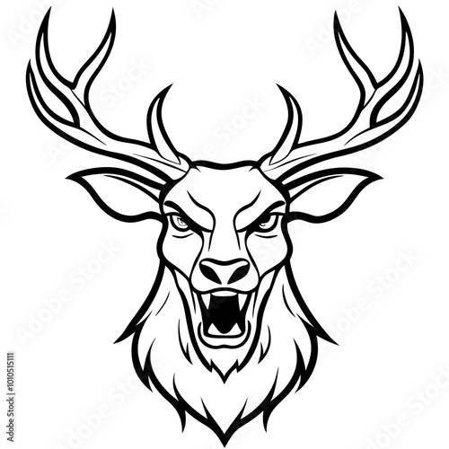 Powerful Stag with Antlers Elevated Vector Illustration Showcasing Wildlife
