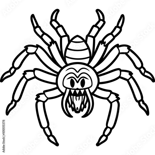 Vector Illustration of an Irate Tarantula Raising Its Legs in Anger 