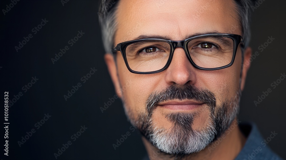 Professional headshot of a creative director, modern glasses, neutraltoned background, engaging and confident Professional headshot of a creative director, modern glasses, neutraltoned background, engaging and confident