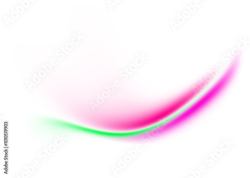 Abstract gradient wave on transparent background. Dynamic gradient pink green glowing shape design element.