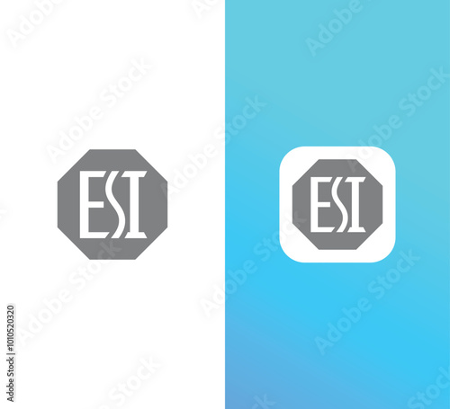 Letter ESI Monogram Logo Design in Octagon Shape