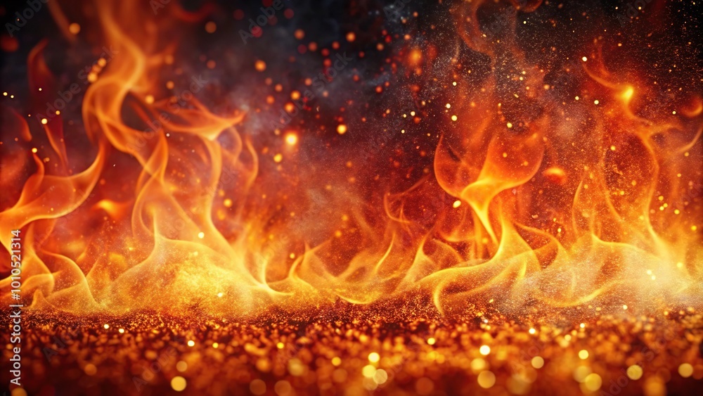 Fiery abstract background with flames and smoke in dark silhouette Fiery abstract background with flames and smoke in dark silhouette