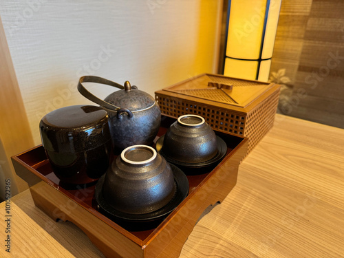 和風ホテルの茶器セット