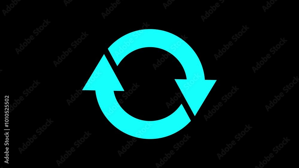 Recycle symbol, circle arrow icon set, reload, rotation, reset, loop sign, refresh button, black isolated on black
 background