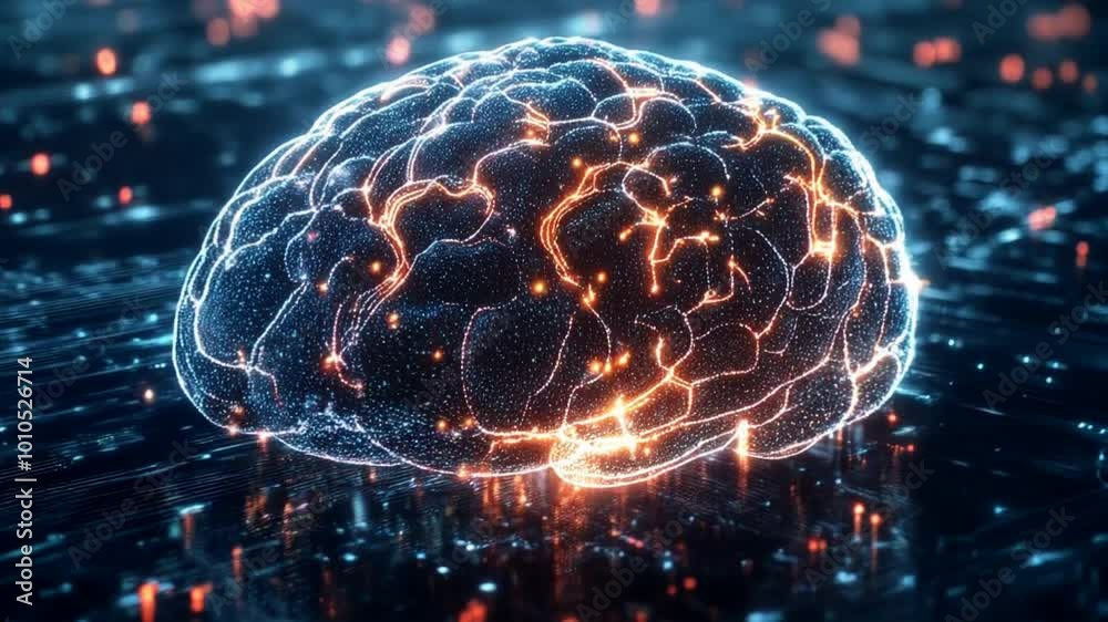 Futuristic glowing brain embedded in complex neural networks for ai ...