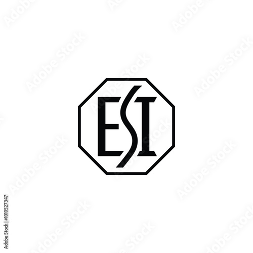 Letter ESI Monogram Logo Design in Octagon Shape