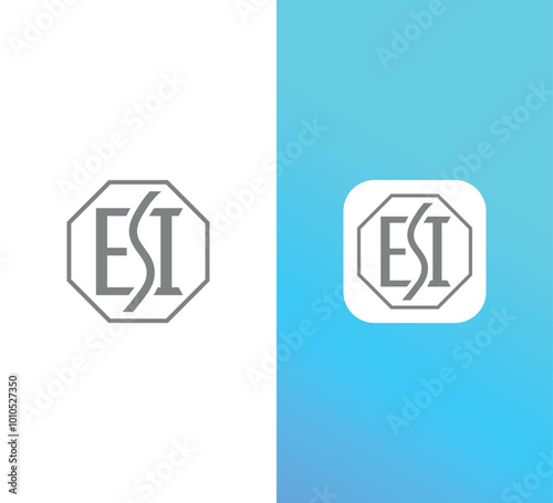 Letter ESI Monogram Logo Design in Octagon Shape