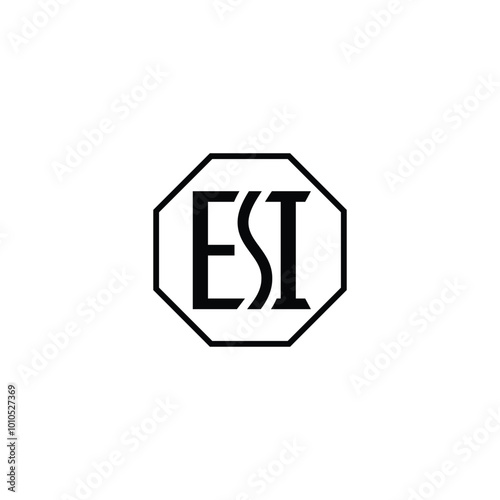 Letter ESI Monogram Logo Design in Octagon Shape