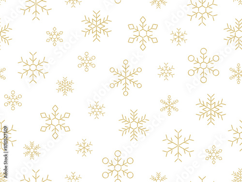 Wallpaper Mural 金色の雪の結晶の線画のパターン背景 Torontodigital.ca
