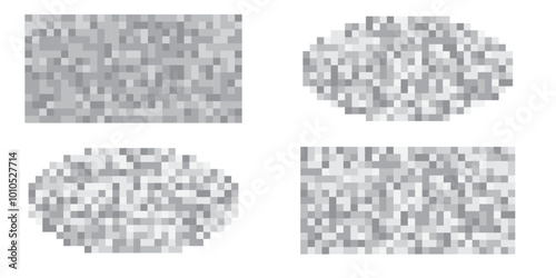 A variety of monochrome censor bars in unique shapes including rectangles and ovals. Ideal for sensitive content in digital design, advertising, and content moderation.