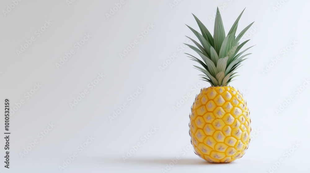 A Single Ripe Pineapple on a White Background A Single Ripe Pineapple on a White Background