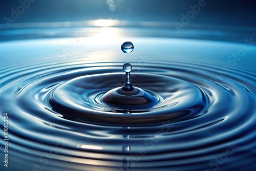 Floating water droplets on the surface of a lake with leading lines