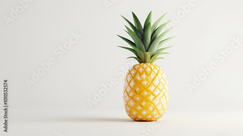 A Single Ripe Pineapple on a White Background