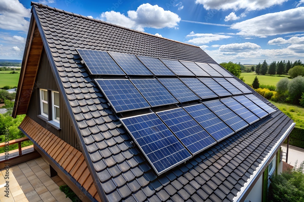 Fototapeta premium solar panels on a roof