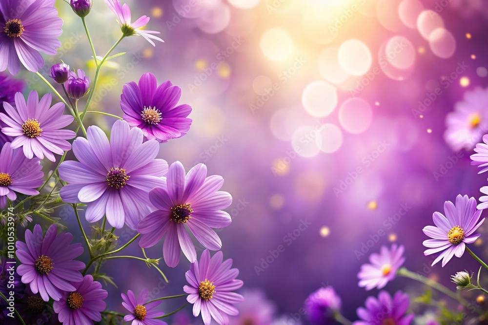 Floral background of purple flowers in delicate shades