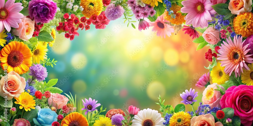 Floral border with depth of field effect Floral border with depth of field effect