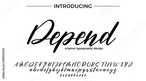 Depend Font Stylish brush painted an uppercase vector letters, alphabet, typeface