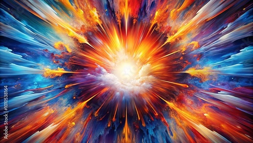 A radiant explosion of color and light, radiating outwards from a central core of swirling clouds.