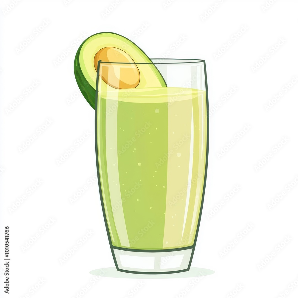 Φωτογραφία Flat style illustration of avocado juice, showcasing its vibrant green hue, isolated on white background for a modern look